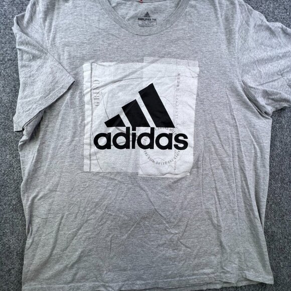 Adidas Mens Pullover T Shirt Short Sleeve Crew Neck Logo Gray Size 2XL Adult - Picture 1 of 9
